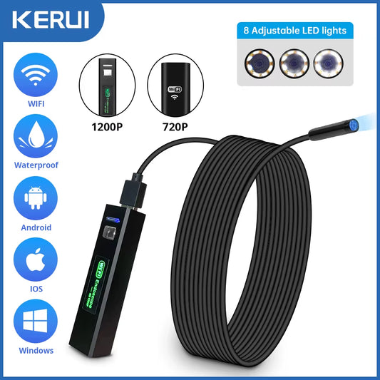 1200P/720P Wifi Endoscope Waterproof Inspection Snake Mini Camera USB Borescope for Car for Iphone & Android Smartphone