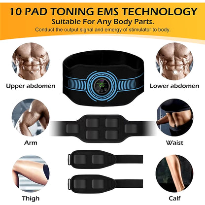 Abdominal Toning Belt EMS Muscle Stimulator Toner Waist Body Slimming Shaping Waist Arm Leg Massage Lose Weight Home Fitness