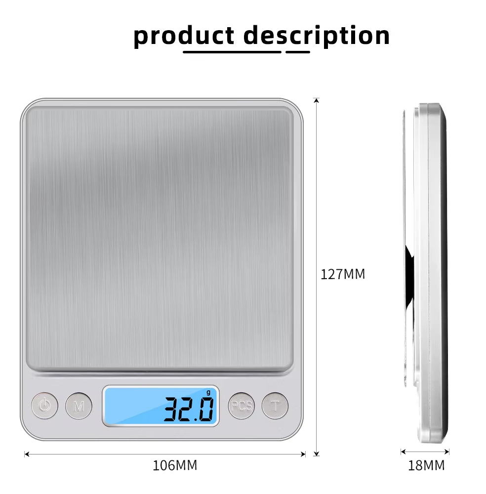 3Kg/500G/200G/300G 0.01G Digital Kitchen Scale Precision Scales Jewelry Weighing Food Diet Postal Balance Measuring Electronic