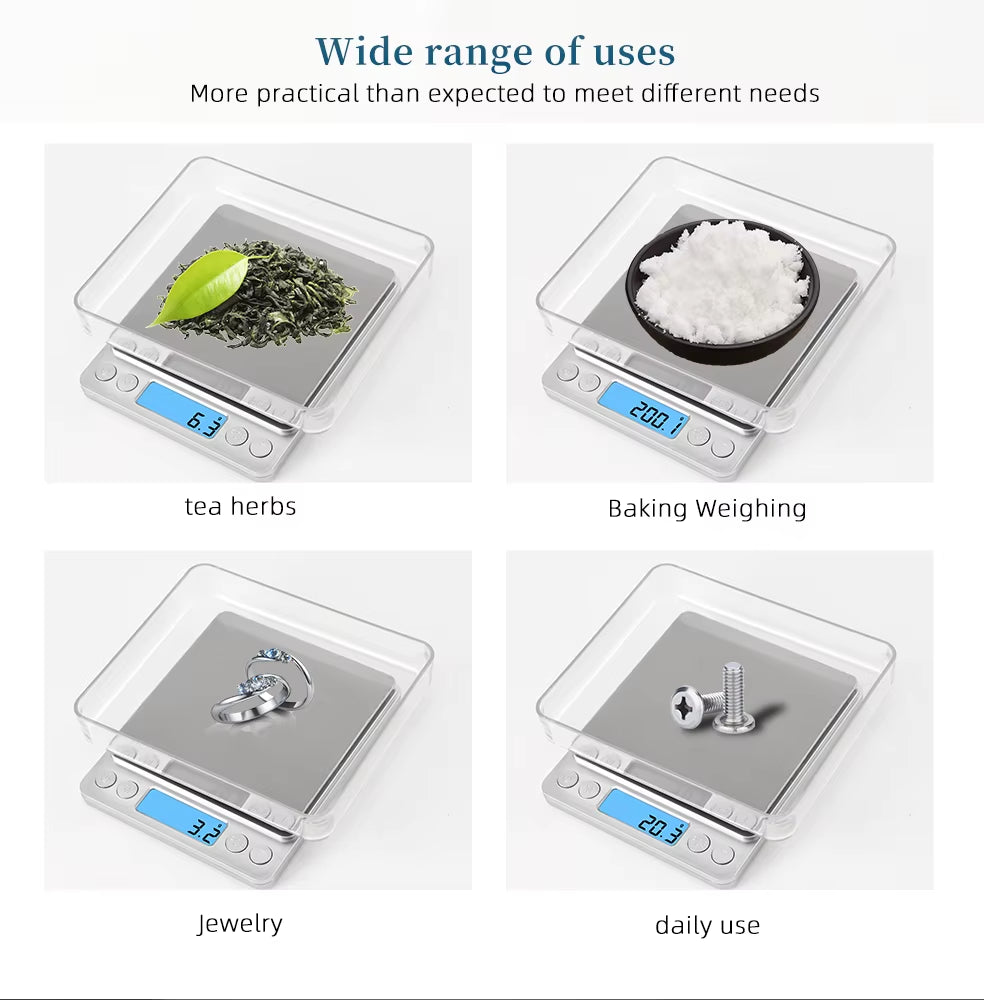 3Kg/500G/200G/300G 0.01G Digital Kitchen Scale Precision Scales Jewelry Weighing Food Diet Postal Balance Measuring Electronic