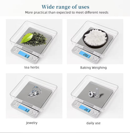 3Kg/500G/200G/300G 0.01G Digital Kitchen Scale Precision Scales Jewelry Weighing Food Diet Postal Balance Measuring Electronic