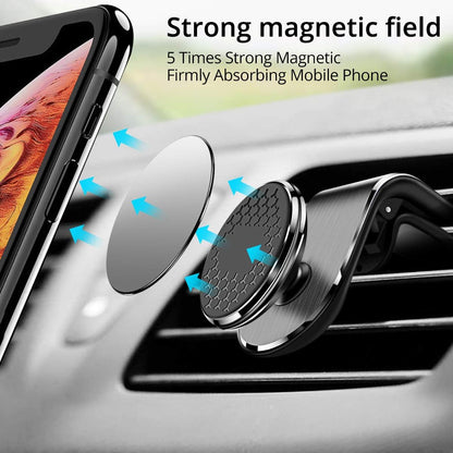 Kinizuxi Support Telephone Voiture Magnetique,Support Voiture Auto Universel Rotation 360° Aimant Telephone Voiture Et Un Bouton De Libération Pour Smartphones Et GPS 4.7-6.7 Pouces - Noir